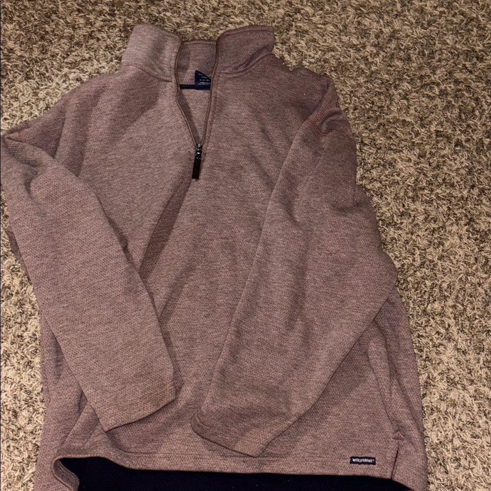 Wolverine Brown Zip Up Sweater with Stand-Up Collar